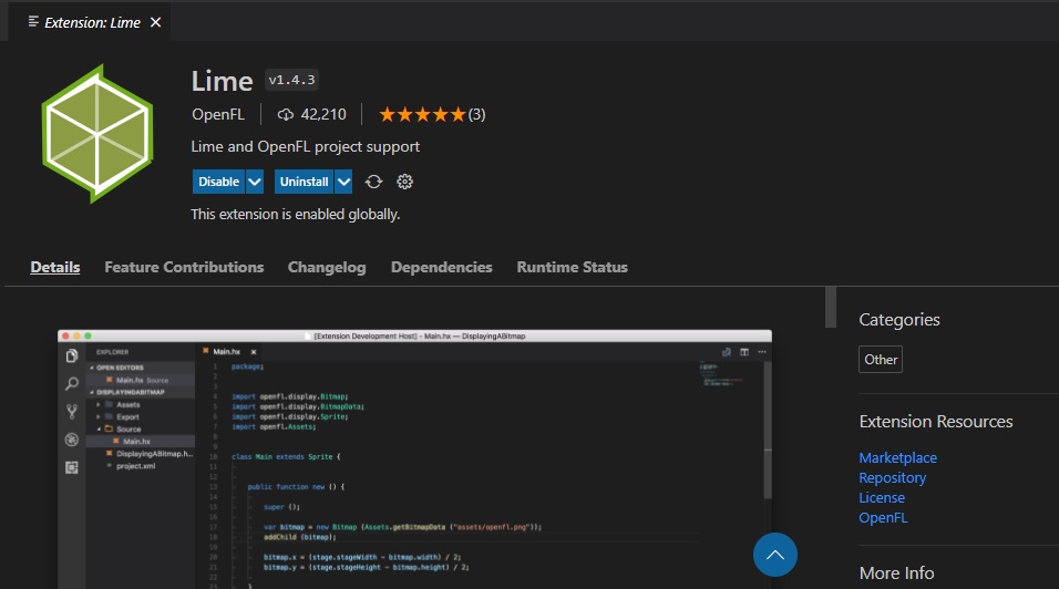 HaxeFlixel's Lime Extension for Visual Studio Code