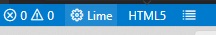 Status bar of a successful installation of HaxeFlixel on Visual Studio Code